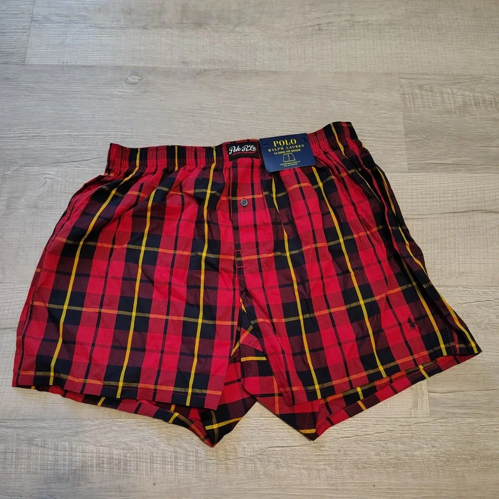 Polo Ralph Lauren Mens Classic Fit Woven Boxers Red Plaid L L107HR NWT